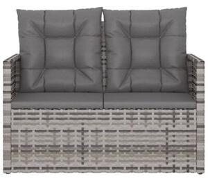 Ławka ogrodowa z poduszkami, szara, 105 cm, polirattan