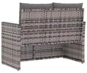Ławka ogrodowa z poduszkami, szara, 105 cm, polirattan