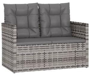 Ławka ogrodowa z poduszkami, szara, 105 cm, polirattan