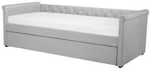 Rama łóżka wysuwanego z tkaniny jasnoszare nowoczesne 80 x 200 cm Libourne Beliani