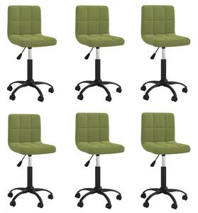 Obrotowe krzesła stołowe, 6 szt., jasnozielone, aksamitne