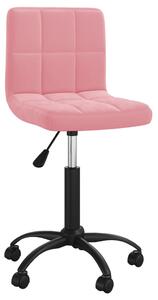 Obrotowe krzesło stołowe, różowe, obite aksamitem