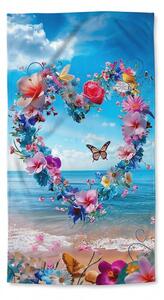 Szybkoschnący ręcznik plażowy FLOWER LOVE kolorowy 70 x 140 cm, 100% mikrofibra