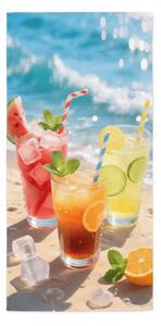 Szybkoschnący XL ręcznik plażowy COLD DRINKS kolorowy 100 x 180 cm, 100% mikrofibra