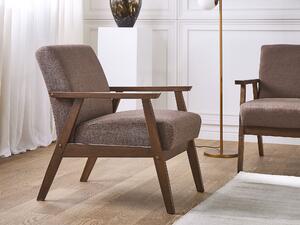 Retro fotel do salonu drewniana rama tapicerowany poliestrem brązowy Asnes Beliani