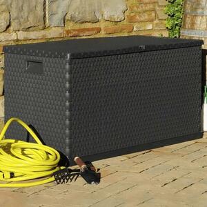 Skrzynia ogrodowa, antracytowa, 120x56x63 cm, rattan pp