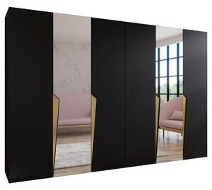 Szafa uchylna otwierana Piano 2 300 (2x150) wys. 202 cm czarny + u. zÅoty