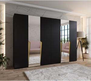 Szafa uchylna otwierana Piano 2 300 (2x150) wys. 202 cm czarny + u. zÅoty
