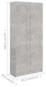 Szafka na książki, szarość betonu, 82,5x30,5x185,5 cm, płyta