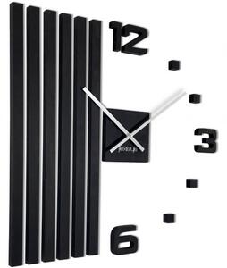 Czarny zegar ścienny dębowy LAMELE 60cm