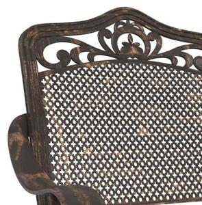 Eleganckie krzesło ogrodowe z aluminium w kolorze brązowym z rzeźbionymi podłokietnikami
