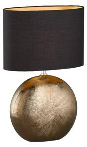 Czarno-brązowa ceramiczna lampa stołowa z tekstylnym kloszem (wysokość 53 cm) Foro – Fischer & Honsel