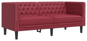 Sofa chesterfield, 2-os., bordowa, tapicerowana sztucznÄ skÃ³rÄ