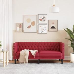 Sofa chesterfield, 2-os., bordowa, tapicerowana sztucznÄ skÃ³rÄ