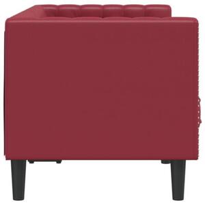 Sofa chesterfield, 2-os., bordowa, tapicerowana sztucznÄ skÃ³rÄ