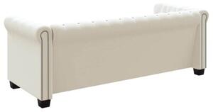Sofa 3-osobowa w stylu chesterfield, sztuczna skÃ³ra, biaÅa