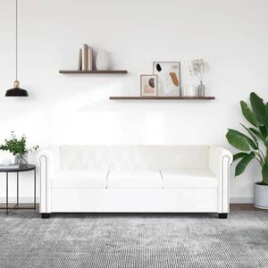 Sofa 3-osobowa w stylu chesterfield, sztuczna skÃ³ra, biaÅa