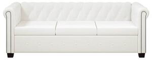 Sofa 3-osobowa w stylu chesterfield, sztuczna skÃ³ra, biaÅa