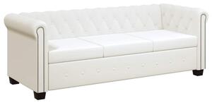 Sofa 3-osobowa w stylu chesterfield, sztuczna skÃ³ra, biaÅa