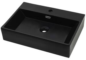 Umywalka z ceramiki z otworem na kran 60,5x42,5x14,5 cm, czarna