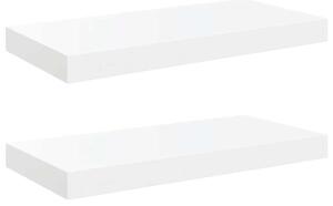 Półki ścienne, 2 szt., wysoki połysk, białe, 50x23x3,8 cm, mdf