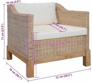 Fotel z poduszkami, naturalny rattan
