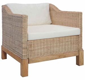 Fotel z poduszkami, naturalny rattan