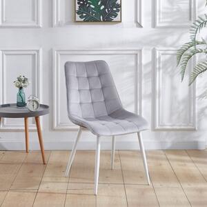 Krzesło MAROKO jasno szare nogi białe welur