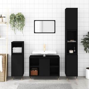 Szafka łazienkowa, czarna 30x30x100 cm, materiał drewnopochodny