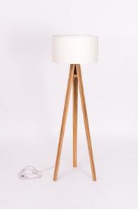 WANDA Lampa podłogowa 45x140cm - drewno jesionowe / biały klosz