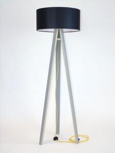 WANDA Lampa podłogowa 45x140cm - szary / czarny klosz / żółty