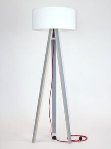 WANDA Lampa podłogowa 45x140cm - szary / biały klosz / czerwony