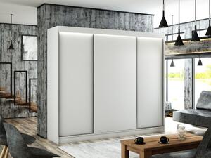 Szafa przesuwna 250 cm z oświetleniem LED Diano Biała