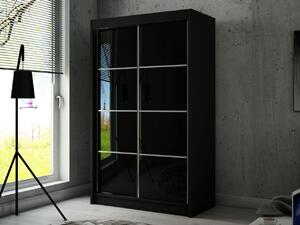 Szafa przesuwna ze szprosami 120 cm z oświetleniem LED Ponti Czarna