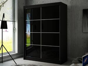 Szafa przesuwna ze szprosami 150 cm z oświetleniem LED Ponti Czarna