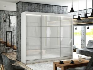 Szafa przesuwna ze szprosami 250 cm z oświetleniem LED Ponti Biała