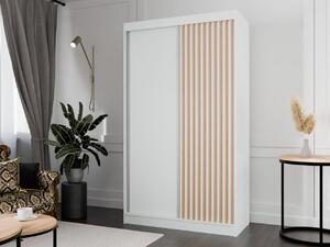 Szafa przesuwna z lamelami 120 cm Loreto Biała