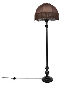 Lampa podłogowa czarna z brązowym kloszem i białym wnętrzem 45 cm - Classico