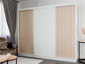 Szafa przesuwna z lamelami 250 cm Loreto Biała