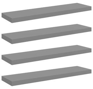 Półki ścienne, 4 szt, wysoki połysk, szare, 90x23,5x3,8 cm, mdf