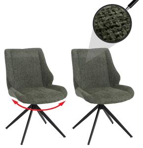 Zestaw 2 krzeseł do jadalni HWC-O48, krzesło kuchenne, obrotowe, z automatycznym powrotem do pozycji wyjściowej, obicie: tkanina chenille (320g/m²), certyfikat Öko-Tex, kolor: zielony