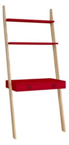 Półka biurkowa LENO 79x183cm - drewno jesionowe / czerwony