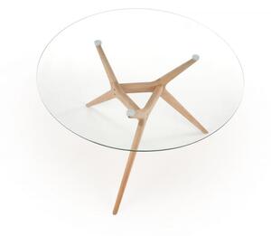 EMWOmeble Stół szklany ASHMORE / blat - transparentny, noga - naturalny