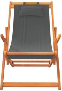 Składane krzesła plażowe, 2 szt., szare, obite tkaniną