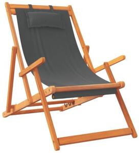 Składane krzesła plażowe, 2 szt., szare, obite tkaniną