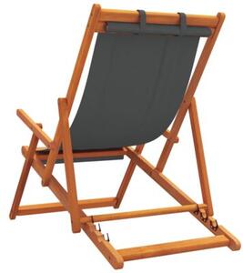 Składane krzesła plażowe, 2 szt., szare, obite tkaniną