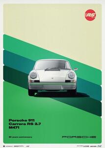 Druk artystyczny Porsche 911 Rs - 50th Anniversary - 1973 - White, Automobilist