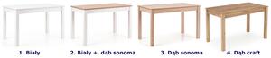 Prostokątny stół biały + dąb sonoma - Klaris