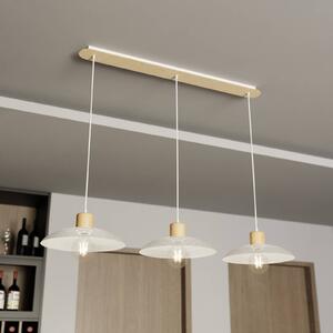 EMIBIG LIGHTING Lampa wisząca Kobe, 3-punktowa, stal, drewno, biały