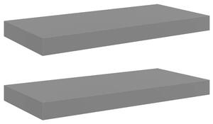 Półki ścienne, 2 szt., wysoki połysk, szare, 50x23x3,8 cm, mdf